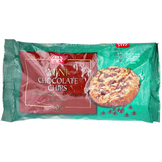 KOSHER PREMIUM MINI CHOCOLATE CHIPS 60% PASKESZ 255 GR.