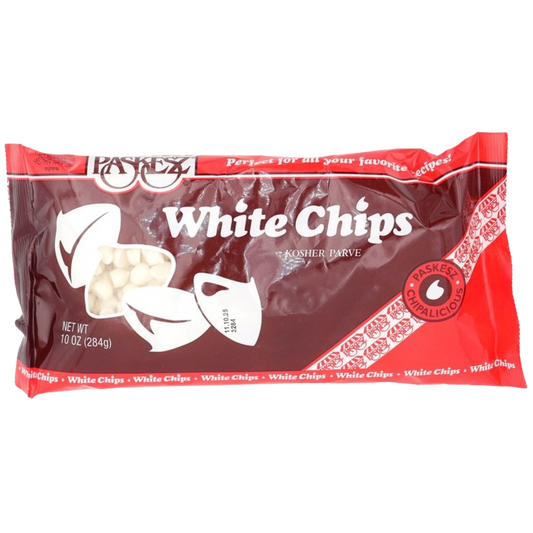 KOSHER PREMIUM WHITE CHOCOLATE CHIPS PASKESZ 284 GR.