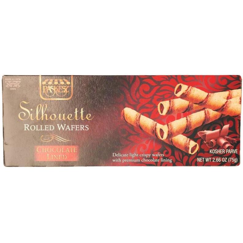 KOSHER ROLLED WAFER CHOCOLATE LINED SILHOUETTE  75 GR.