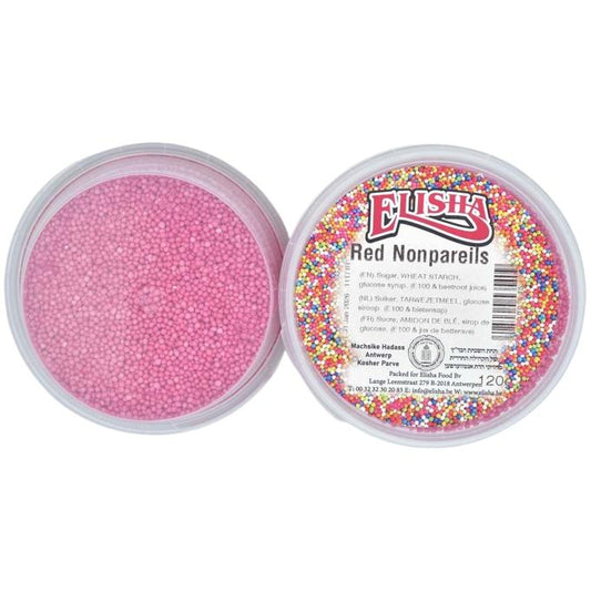 KOSHER ROUND RED SPRINKLES ELISHA 120 GR.  CAKE SUGAR DECORATIONS