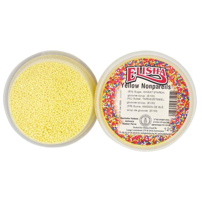 KOSHER ROUND YELLOW SPRINKLES ELISHA 120 GR.  CAKE SUGAR DECORATIONS