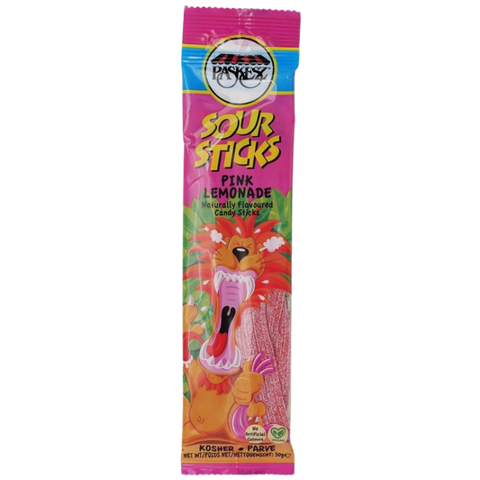 KOSHER SOUR STICKS PINK LEMONADE PASKESZ 50 GR.