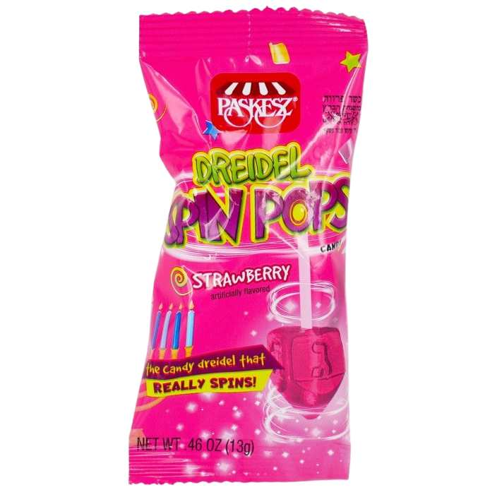 KOSHER STRAWBERRY DREIDEL SPIN POPS PASKESZ 13 GR.