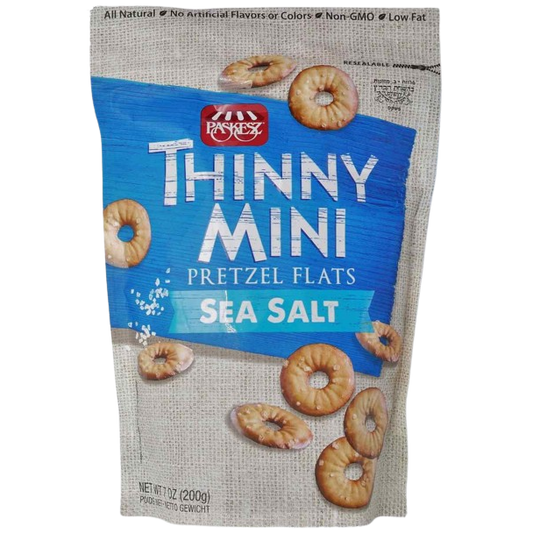 KOSHER THINNY MINI PRETZELS FLAT SEA SALT 200 GR.