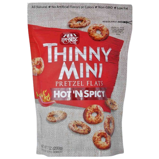 KOSHER THINNY MINI PRETZEL FLATHOT N SPICY 200 GR.