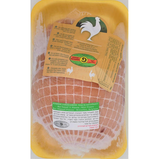 KOSHER TURKEY FILLET MEAT ROLL, TENDER AND FLAVORFUL, IDEAL FOR SLICING, SANDWICHES OR MAIN DISHES. 1.2KG PACK.