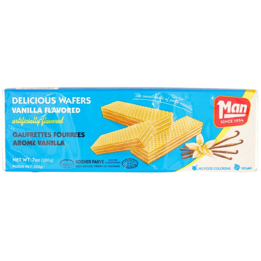 KOSHER VANILLA FLAVOURED WAFERS MAN  200 GR.