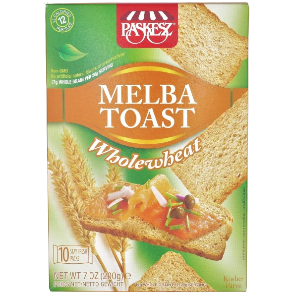 KOSHER WHOLEWHEAT MELBA TOAST PASKESZ (10X20GR.) 200 GR.