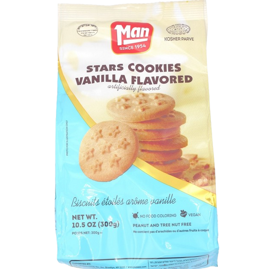 MAN KOSHER STARS COOKIES VANILLA FLAVORED 300 GR.