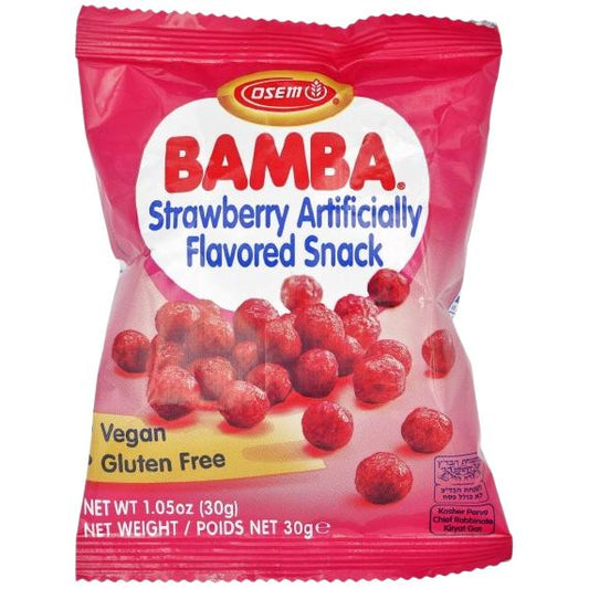 OSEM BAMBA STRAWBERRY FLAVORED KOSHER SNACK KLP 6 X 30 GR. 